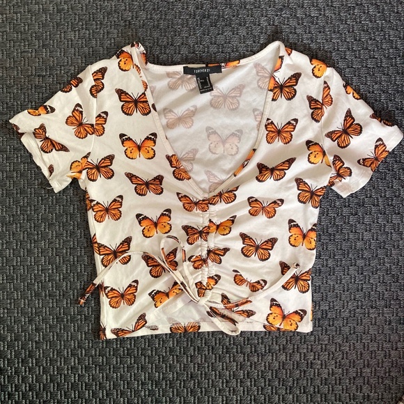 Forever 21 butterfly scrunch top - Picture 1 of 3